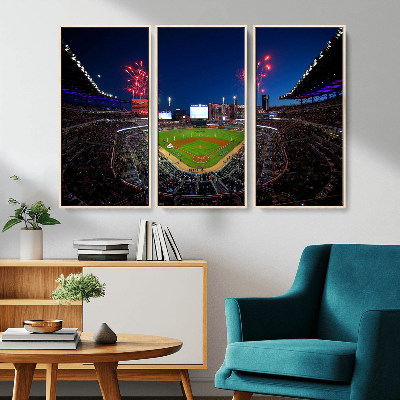 MGV-FC-48X32-3P - Truist Park Atlanta Braves Baseball Stadium Wall Art Print | Large 3-Panel Canvas Print for Sports