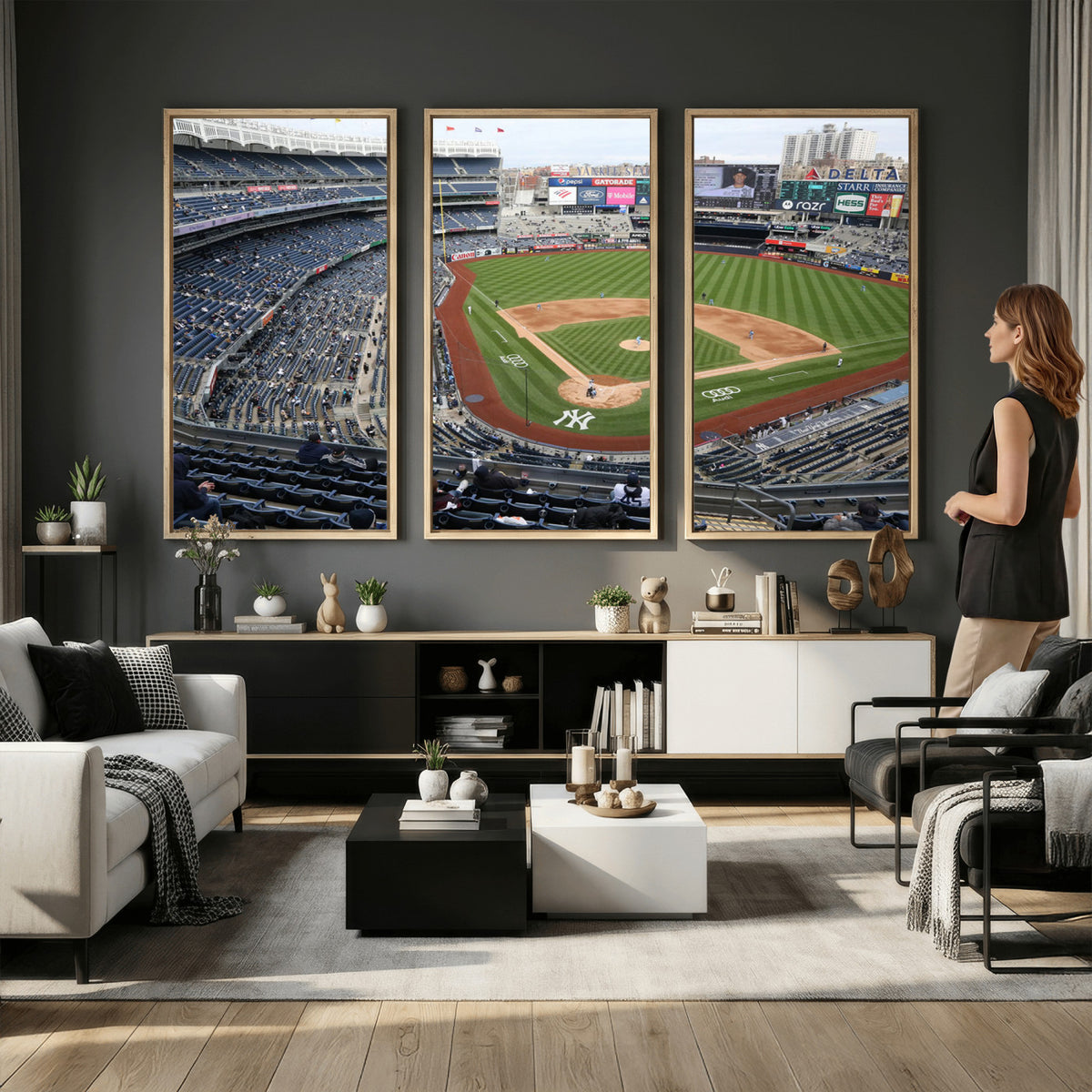 45784-MGV-CV-36X24 - New York Yankees Baseball Team Print, Yankee Stadium Wall Art Canvas Print