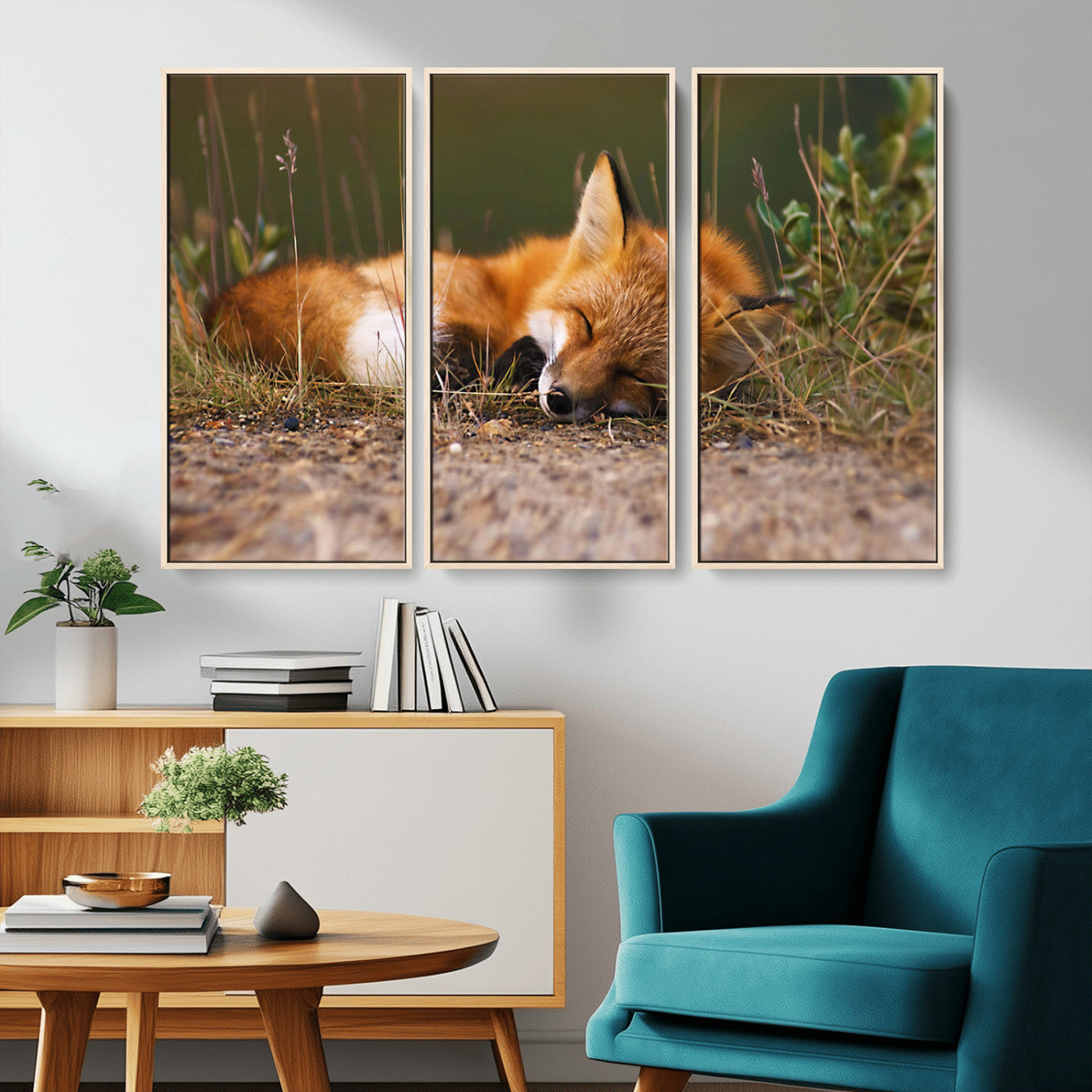 -Sleeping Fox Wall Art Canvas Print, Farmhouse Wall Decor and Animal Wall Art Print