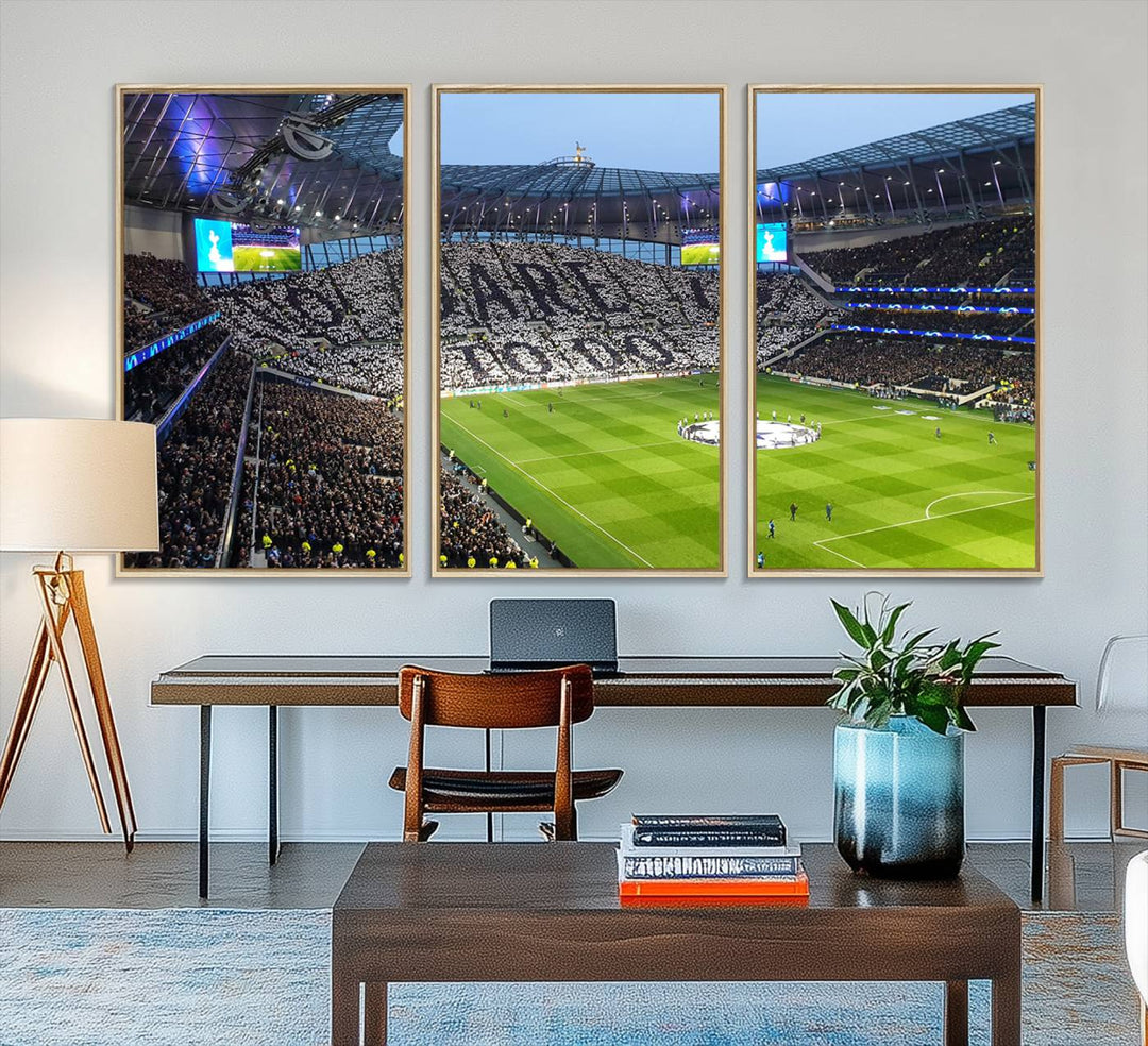 At Tottenham Hotspur Stadium, the Premier League wall art stands out.