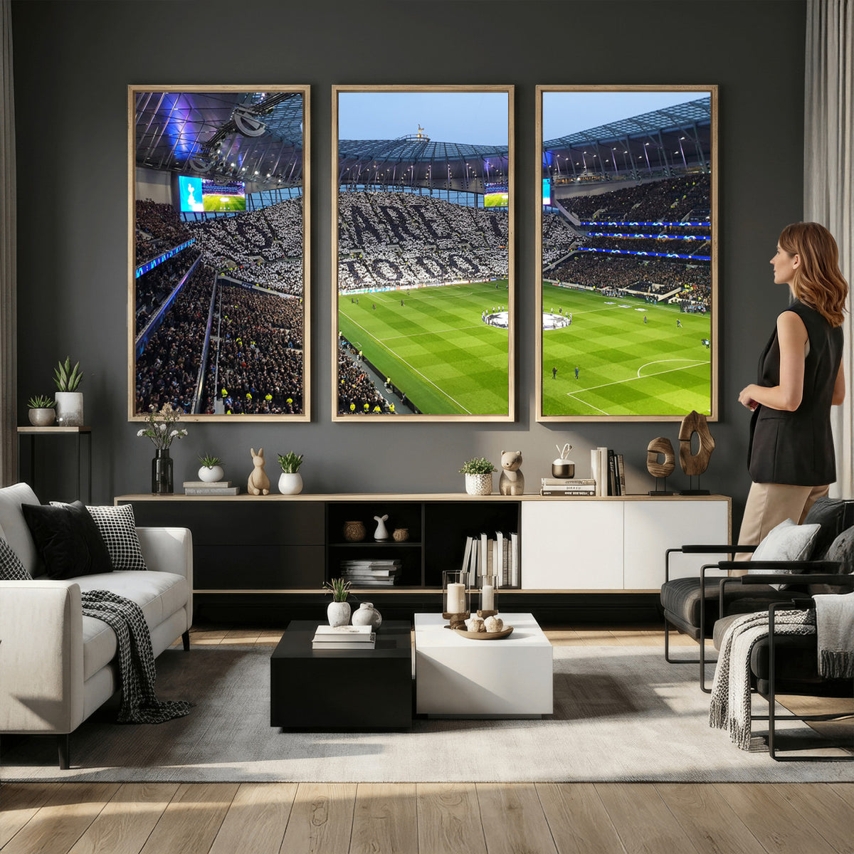38765-MGV-CV-36X24 - Tottenham Hotspur Stadium Canvas Print, Match Day Triple Canvas Wall Art