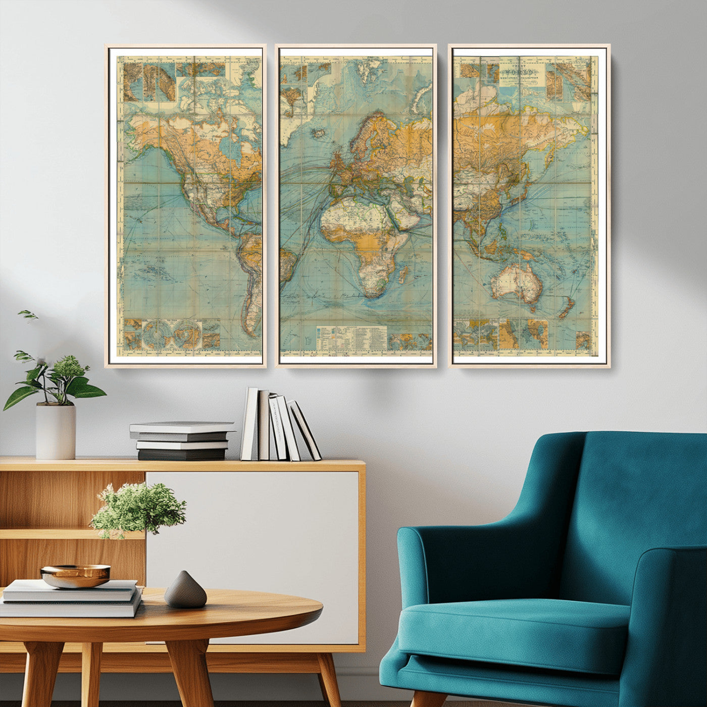 MGV-FC-48X32-3P - Push Pin World Map Canvas Print – Framed Wall Art for Couples to Track Their Travels – Anniversary