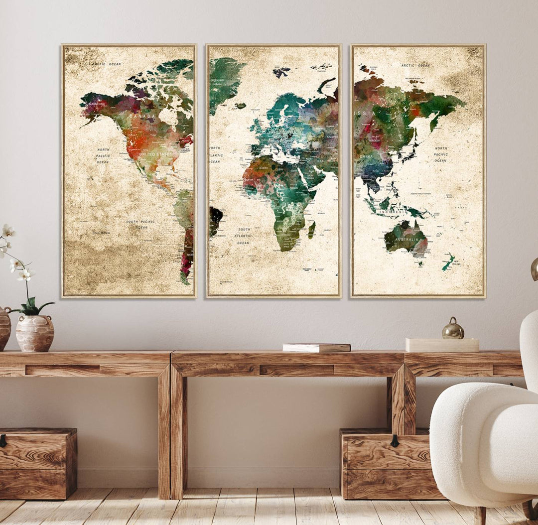 World Map Wall Art Print.