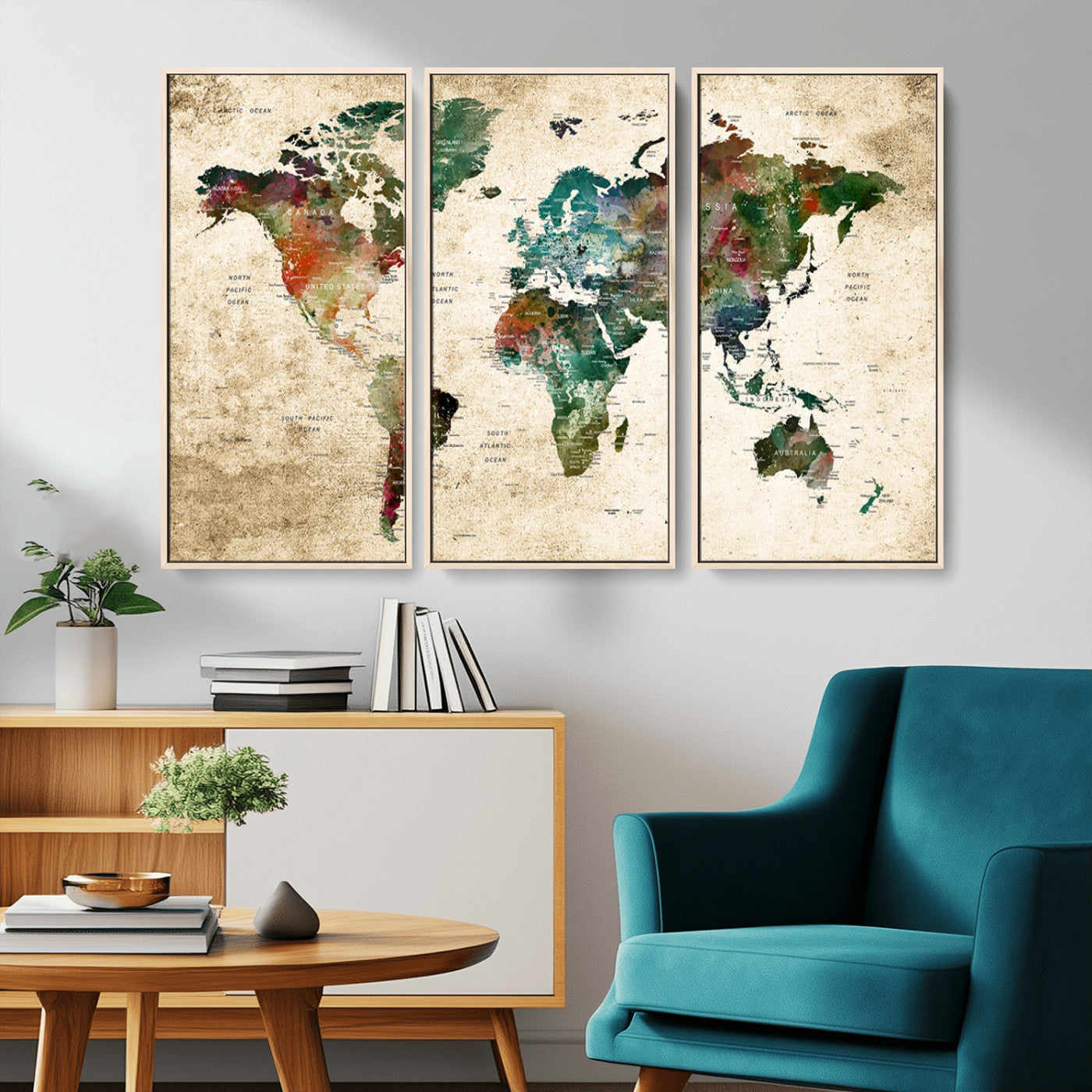 45128-MGV-CV-36X24-Push Pin World Map Canvas Print – Framed Wall Art for Couples to Track Their Travels – Anniversary Gift or Home Adventure Decor