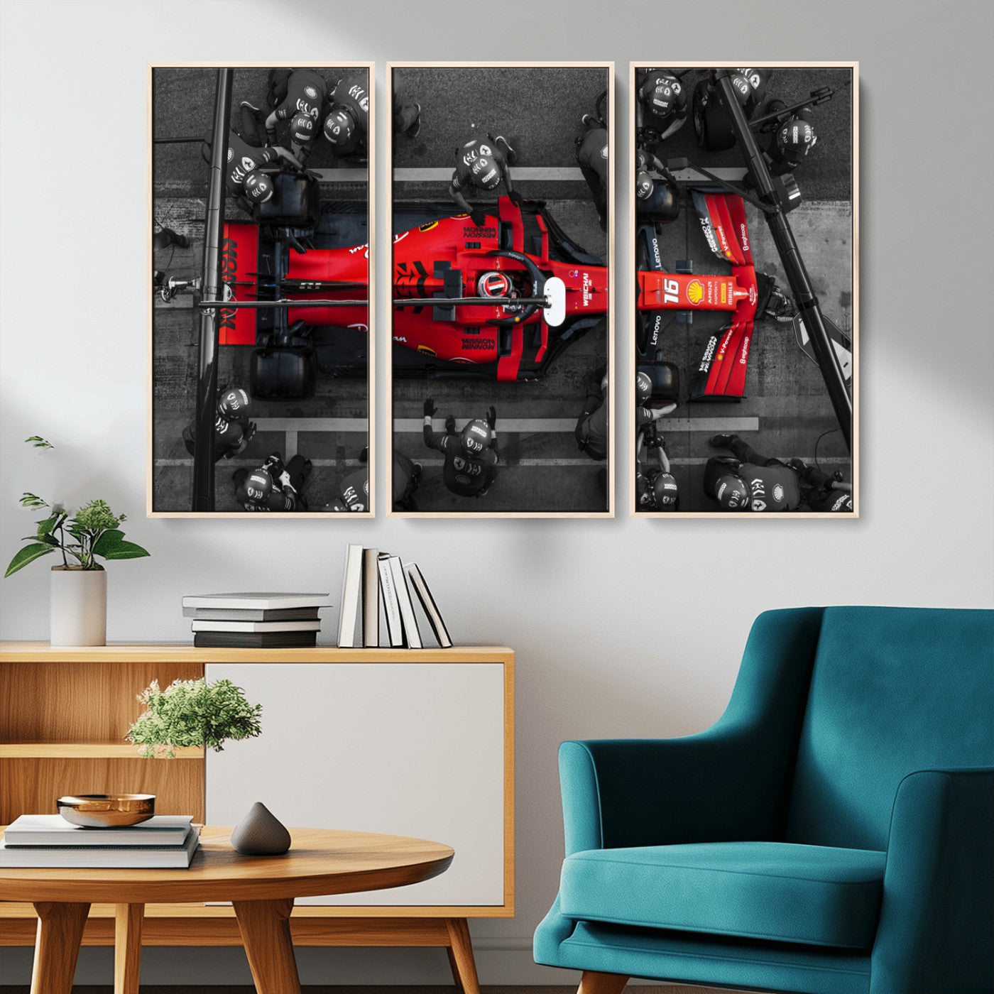 MGV-FC-48X32-3P - Ferrari Pit Stop Canvas Wall Art – Precision and Speed Captured in Bold Motorsport Imagery – Ready