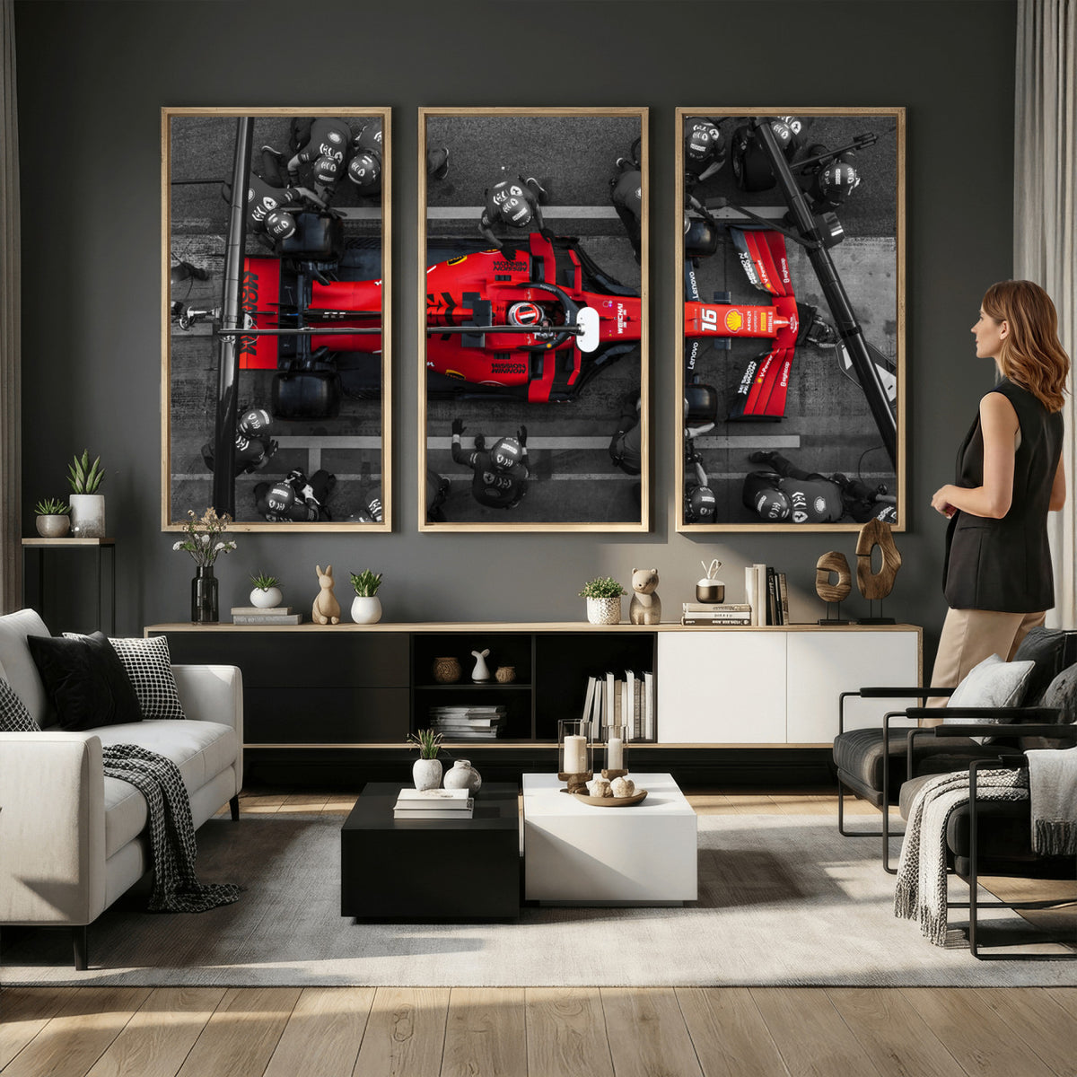 99356-MGV-CV-36X24 - Ferrari Pit Stop Canvas Wall Art | Precision and Speed