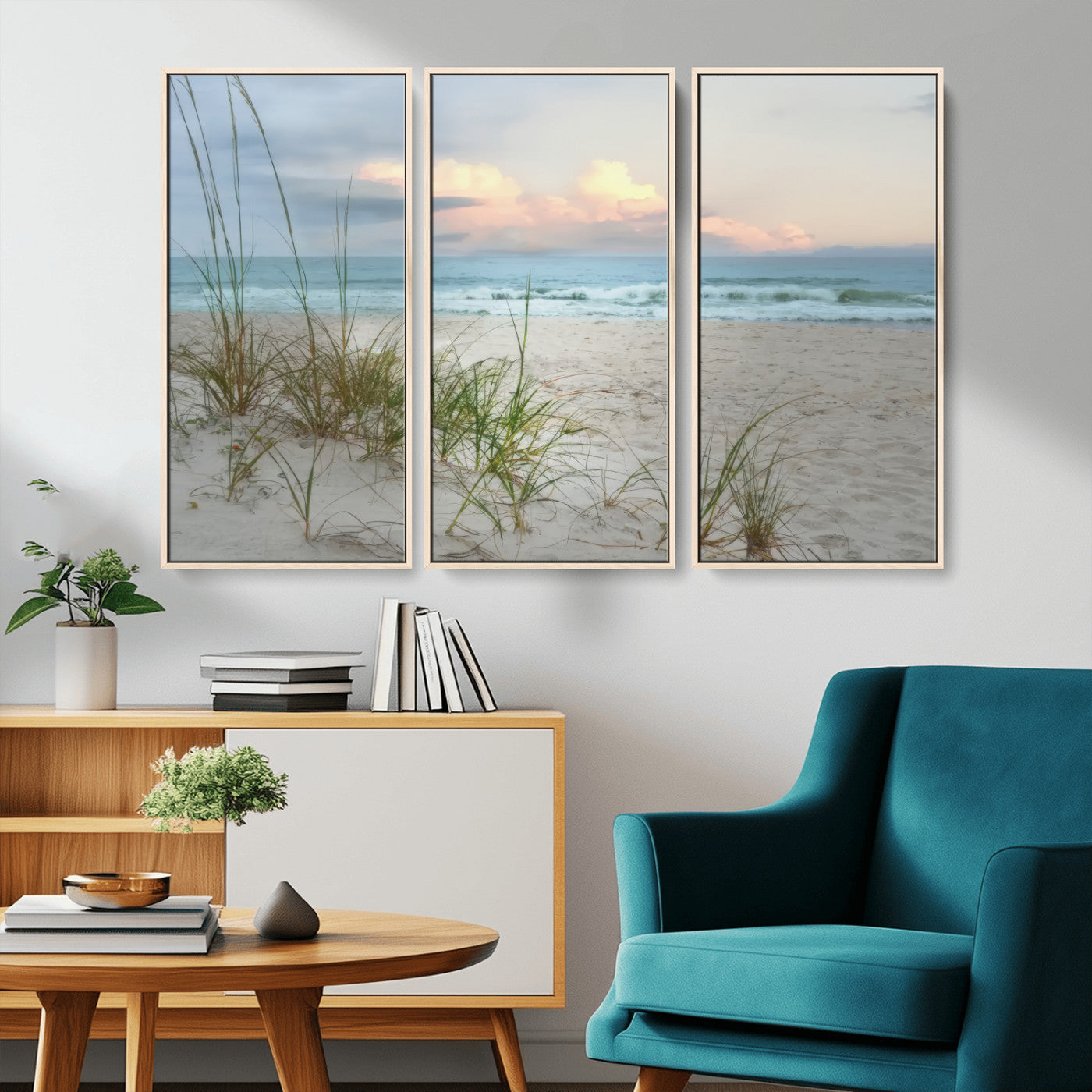 MGV-FC-48X32-3P - Flight Over Coastal Beach Landscape, Flight Over Coastal Beach Print Canvas Wall Art