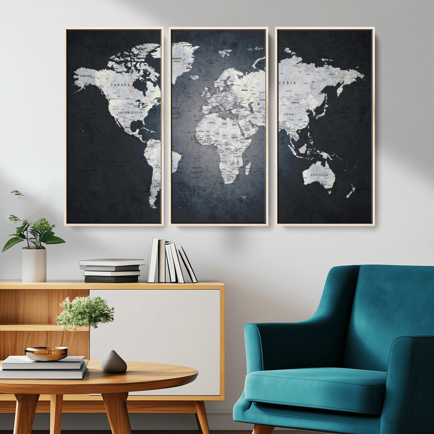 MGV-FC-48X32-3P - World Map Wall Art Canvas Print for Home and Office Decor