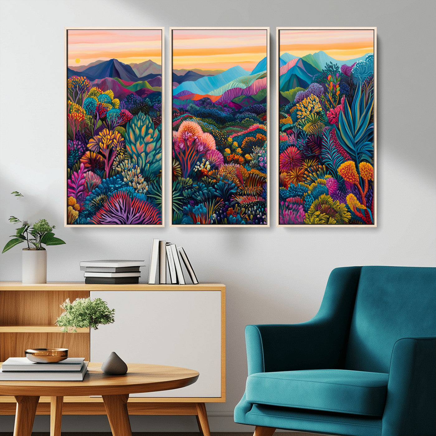 MGV-FC-48X32-3P - Colorful Abstract Landscape Wall Art Print Canvas - Vibrant Modern Decor for Living Room, Office, or