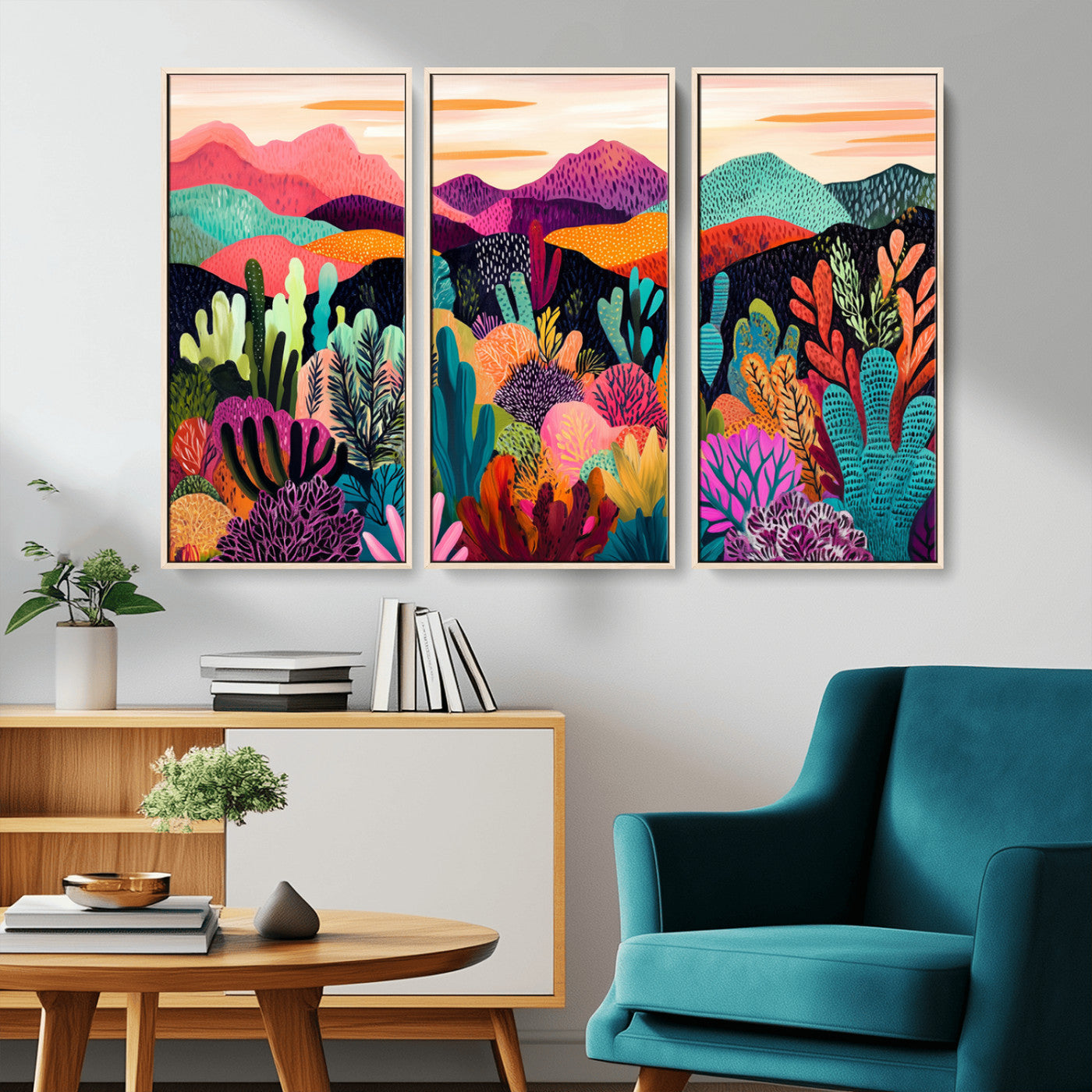 MGV-FC-48X32-3P - Abstract Kusama Print - Landscape Canvas Wall Art Print - Vibrant Modern Decor for Living Room,