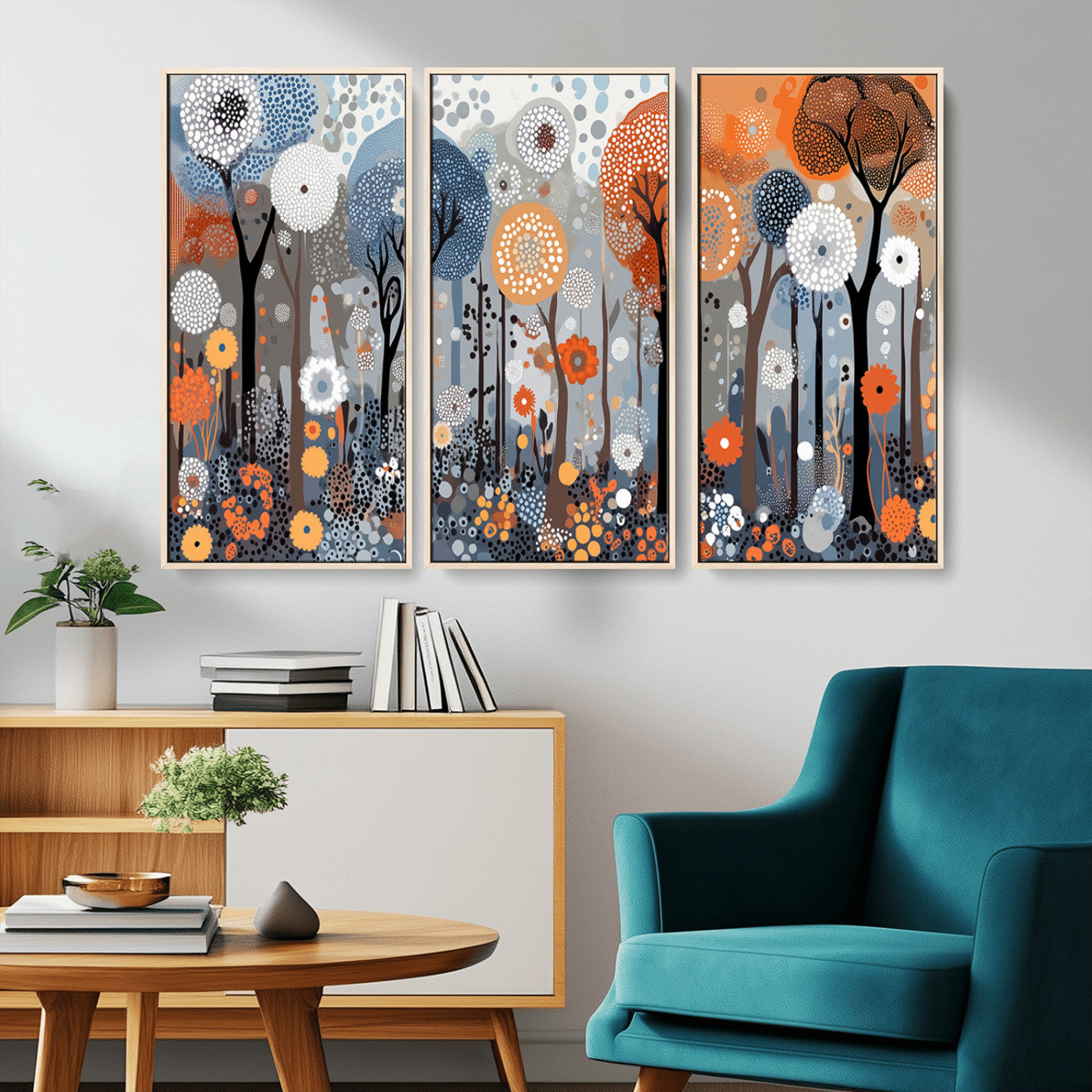 MGV-FC-48X32-3P - Abstract Winter Landscape Canvas Wall Art Print - Large Colorful Nature Wall Decor