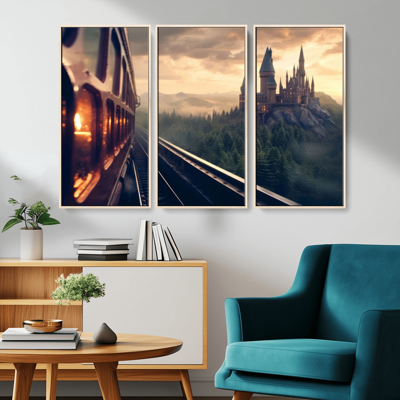 MGV-FC-48X32-3P - Harry Castle Wall Art Canvas Print, Wizard School Wall Art Print, Movie Wall Art Print