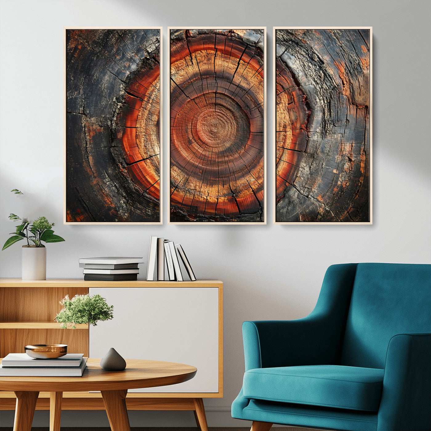 MGV-FC-48X32-3P - Wood Grain Canvas Wall Art - Framed Abstract Tree Ring Framed Wall Art, Wood Grain Canvas Wall
