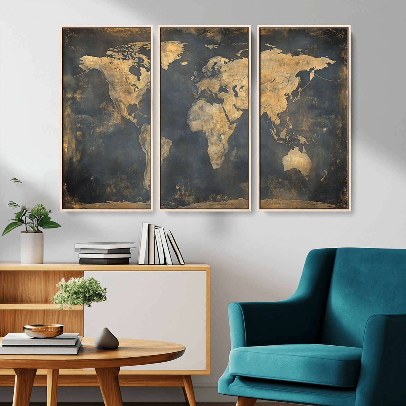 MGV-FC-48X32-3P - Push Pin World Map Canvas Print – Framed Wall Art for Couples to Track Their Travels – Anniversary