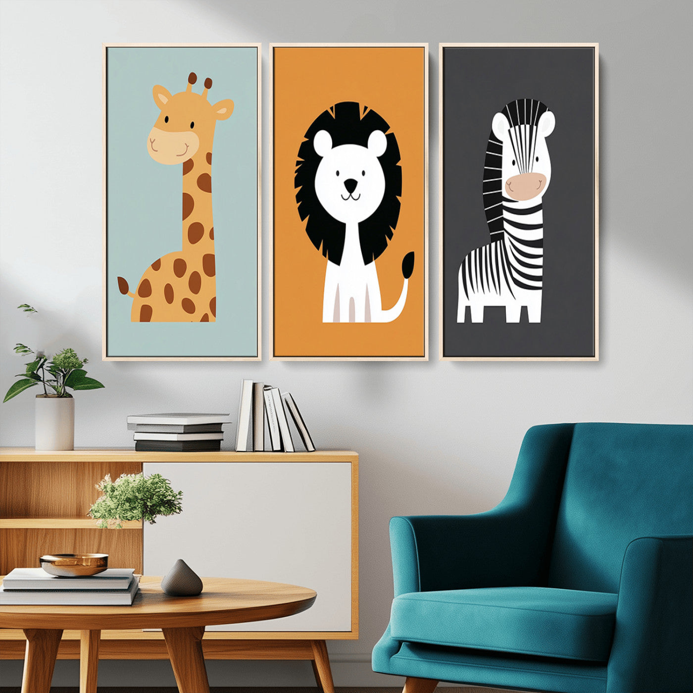 MGV-FC-48X32-3P - Boho Jungle Animal Nursery Wall Art Prints - Safari Decor in Earth Tones for Modern and Stylish