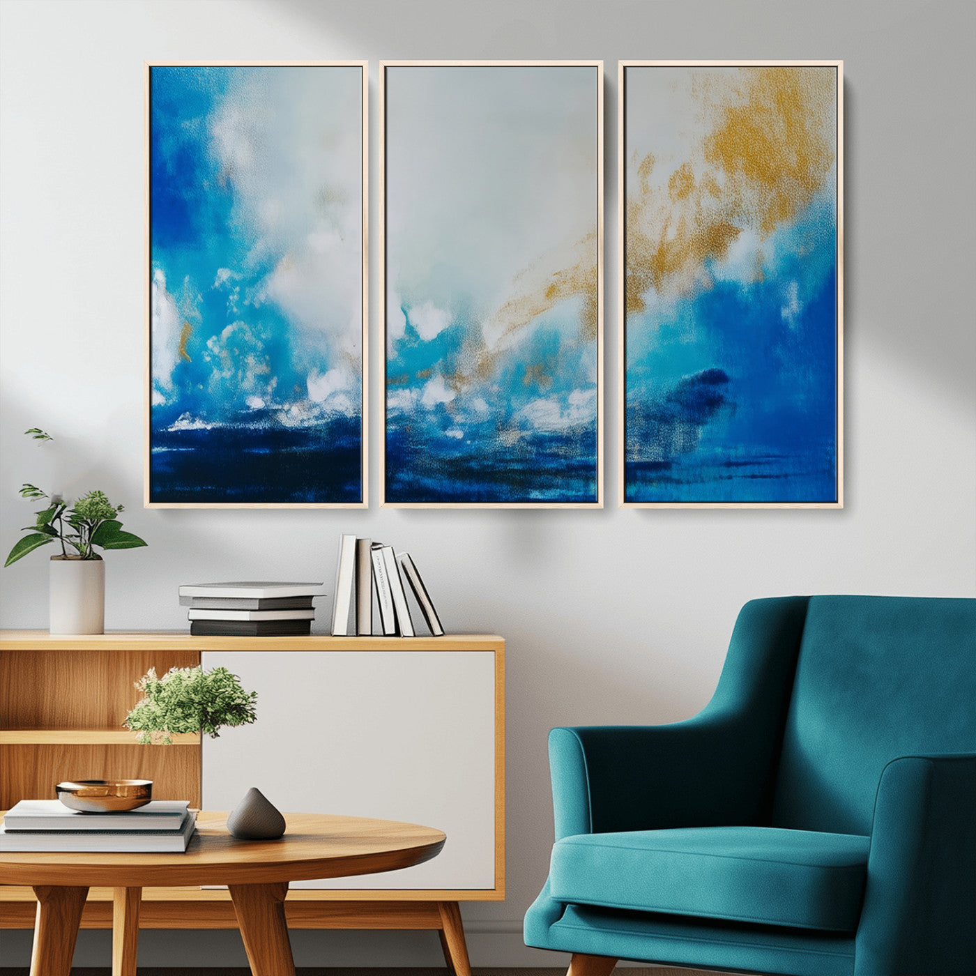 MGV-FC-48X32-3P - Blue Abstract Print - Dynamic Ocean-Inspired Canvas Wall Art