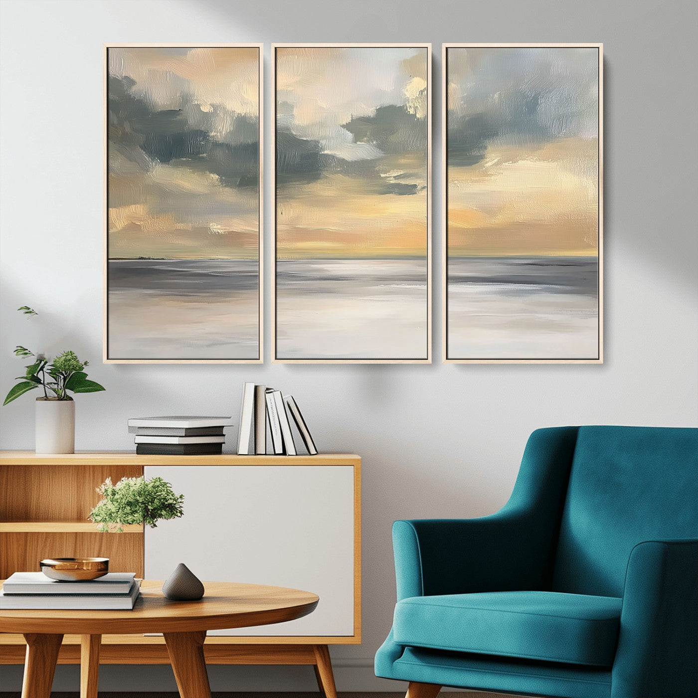 MGV-FC-48X32-3P - Modern Coastal Artwork with Vibrant Abstract Ocean Waves Wall Art Canvas Print for Contemporary