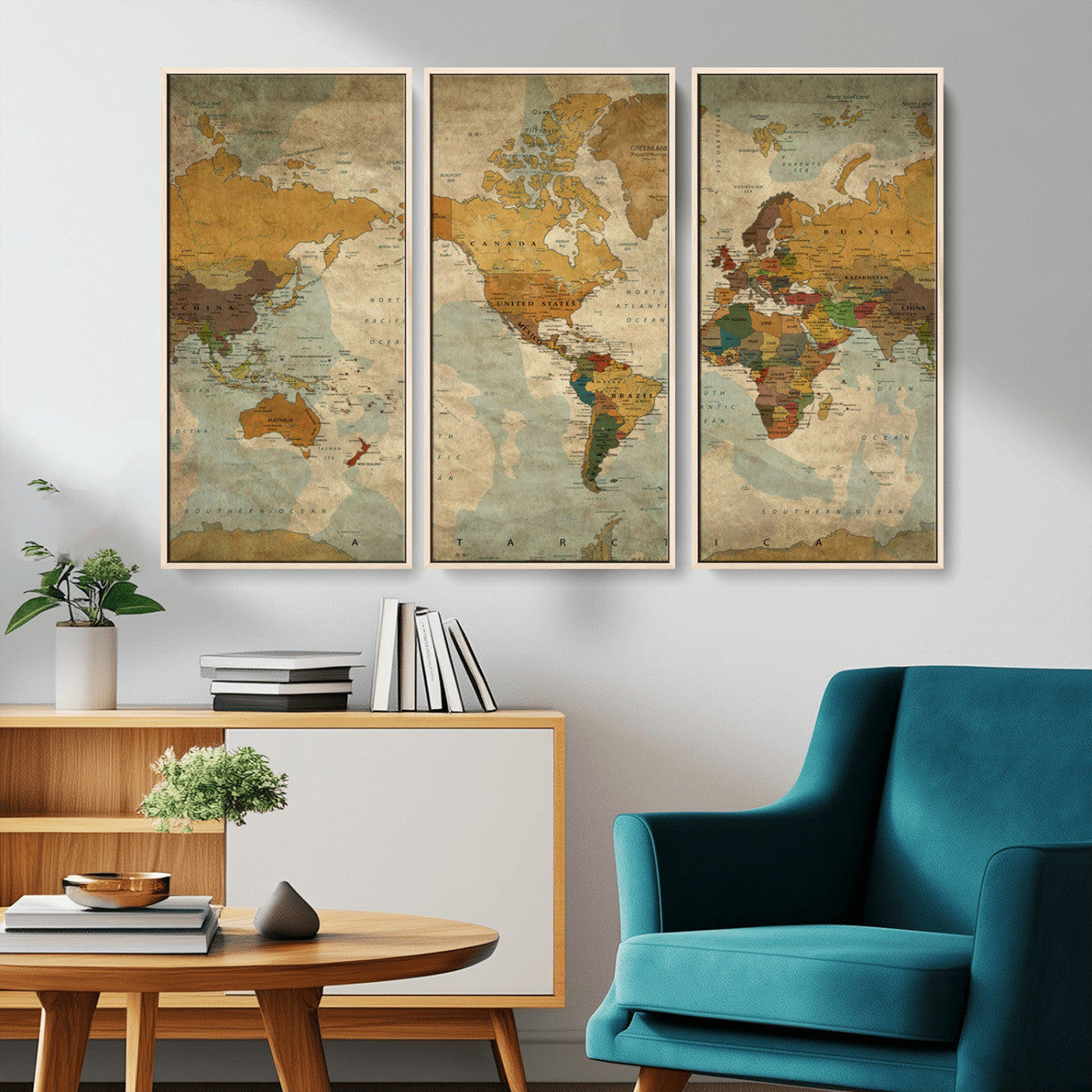 MGV-FC-48X32-3P - Push Pin World Map Canvas Print – Framed Wall Art for Couples to Track Their Travels – Anniversary