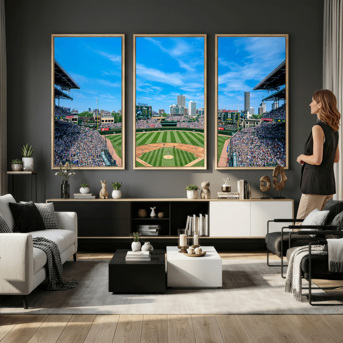 32373-MGV-CV-36X24 - Wrigley Field Chicago Cubs Panoramic Art Multi-Piece Canvas