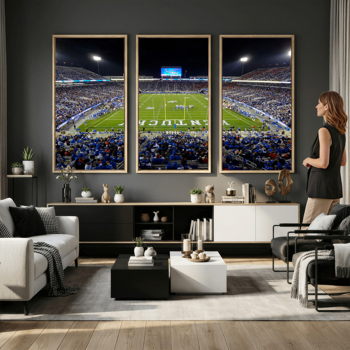 14304-MGV-CV-36X24 - Kroger Field Canvas Wall Art, Kentucky Stadium Wall Art, Framed and Ready to Hang