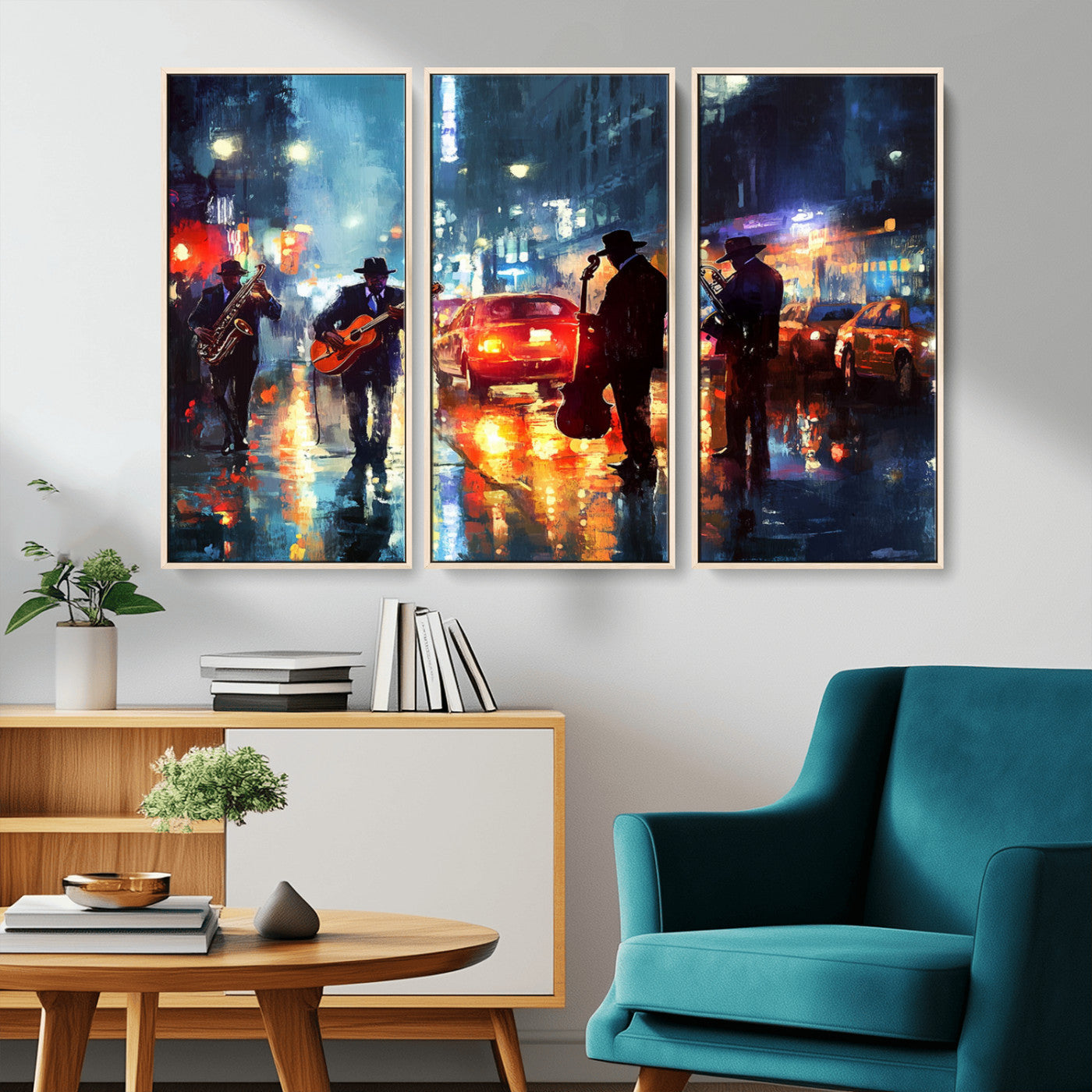 MGV-FC-48X32-3P - African American Jazz Canvas - Abstract Music Wall Art Print - Abstract Jazz Wall Art Framed Prints