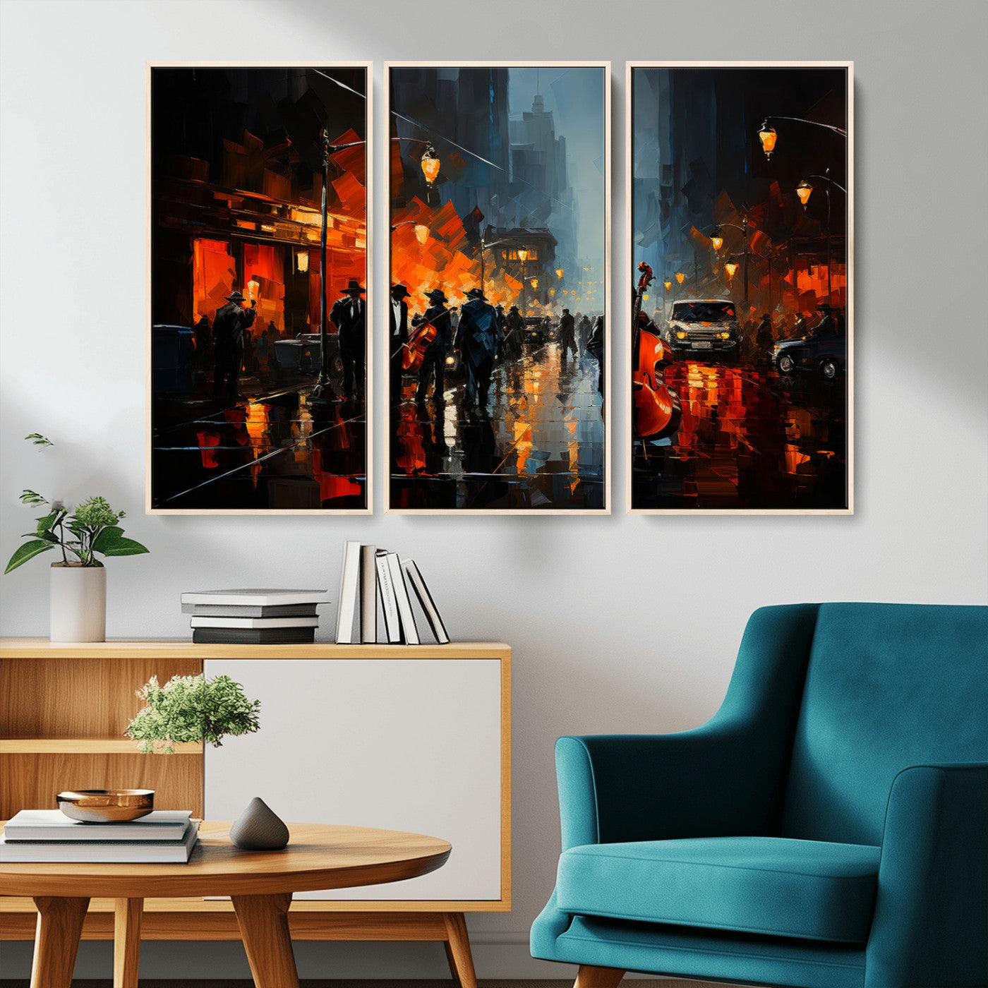 MGV-FC-48X32-3P - Winston Porter Jazz Wall Art - African American Music Canvas - Abstract Colorful Music Art - Framed
