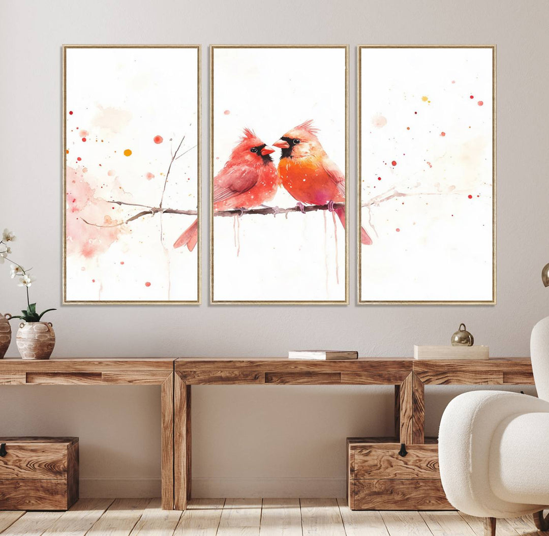 The Cardinal Bird Canvas Wall Art adds vibrant wildlife art to the wall.