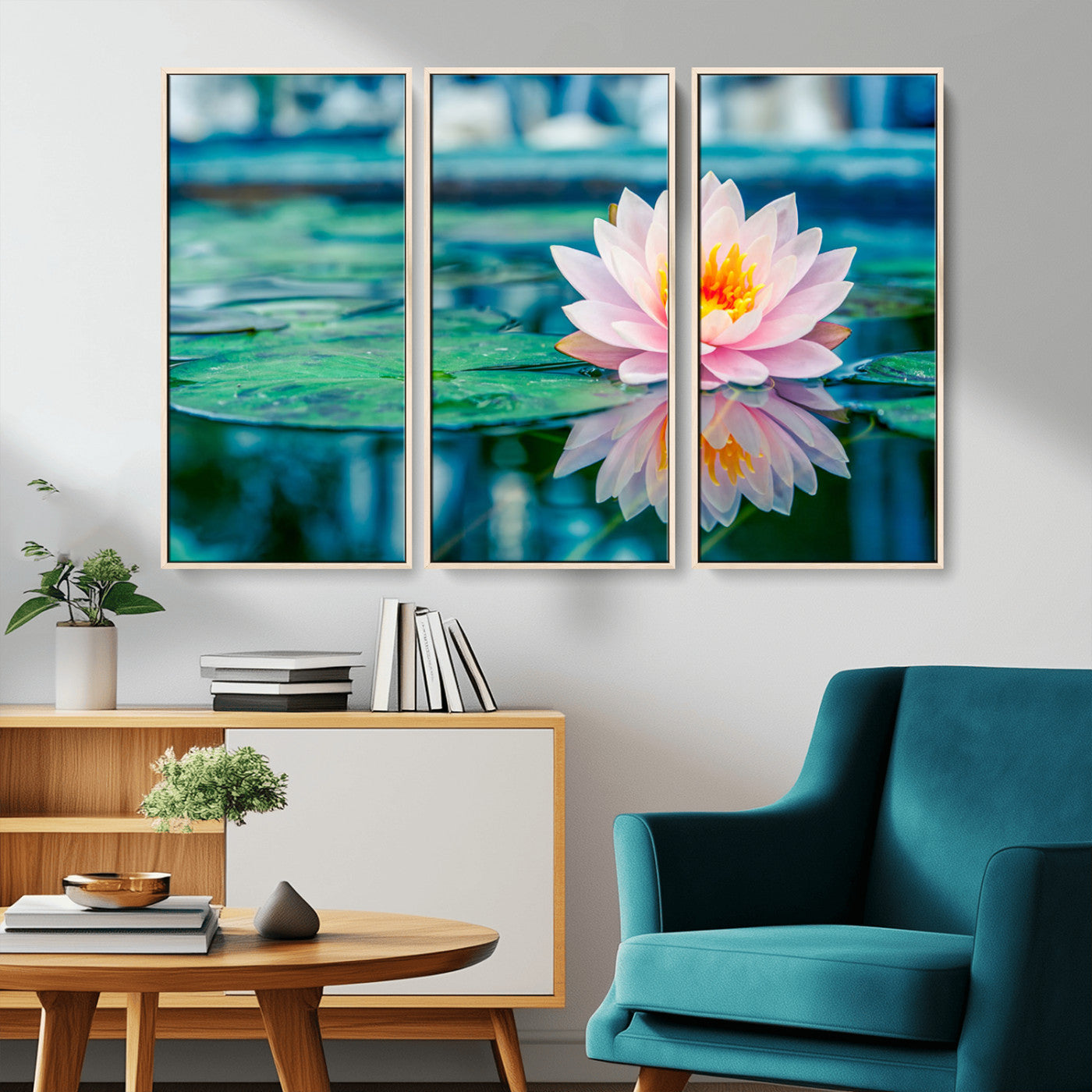 MGV-FC-48X32-3P - Lotus Flower Wall Art Canvas Print, Water Lily Large Wall Art Canvas Print for Yoga Room Decor,