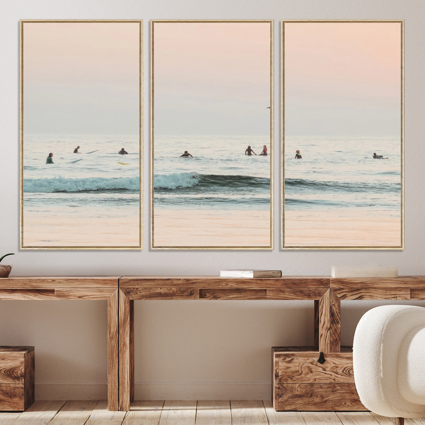 98888919-MGV-CV-36X24-Pastel Ocean Wall Art Canvas Print, Framed Soft Sunset Art Picture Print, Calm Sea Perfect minimalist Decor