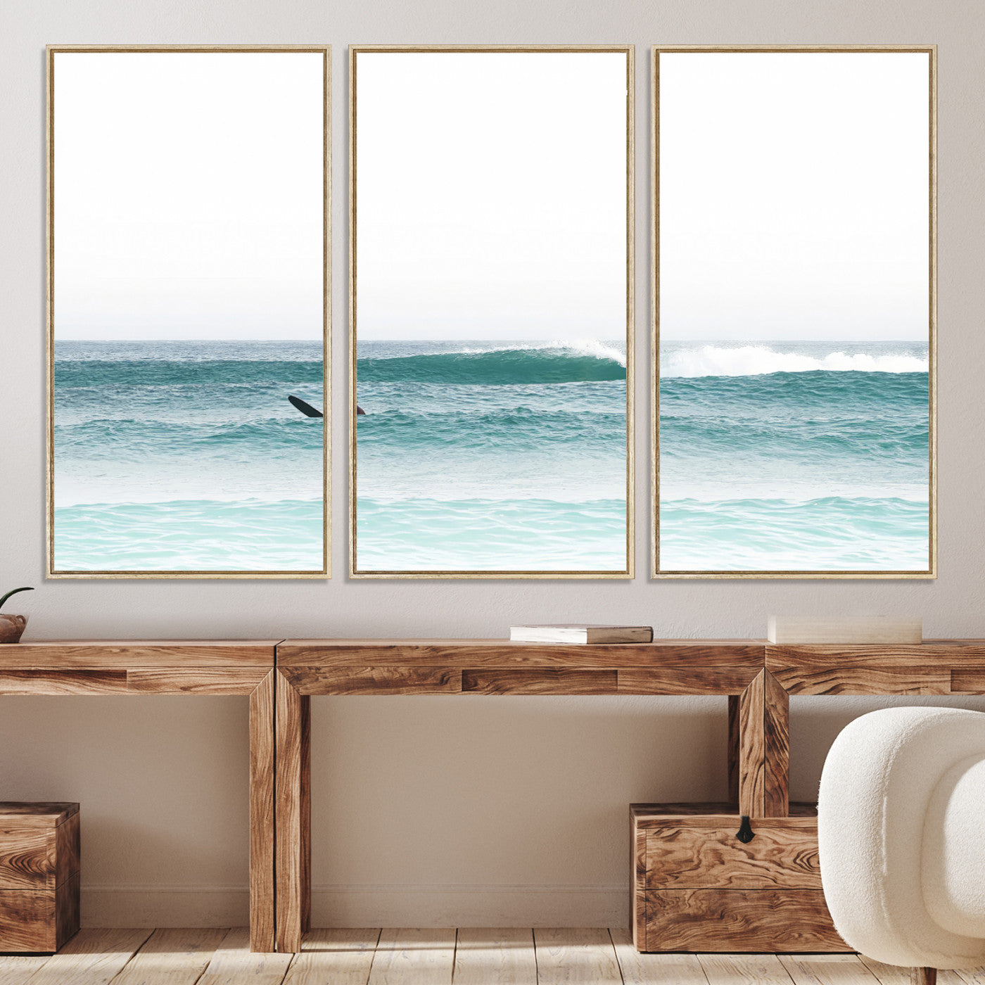 56345117-MGV-CV-36X24-Surfing Wall Art Canvas Print, Framed Ocean Art Picture Print, Waves Perfect Minimalist Decor