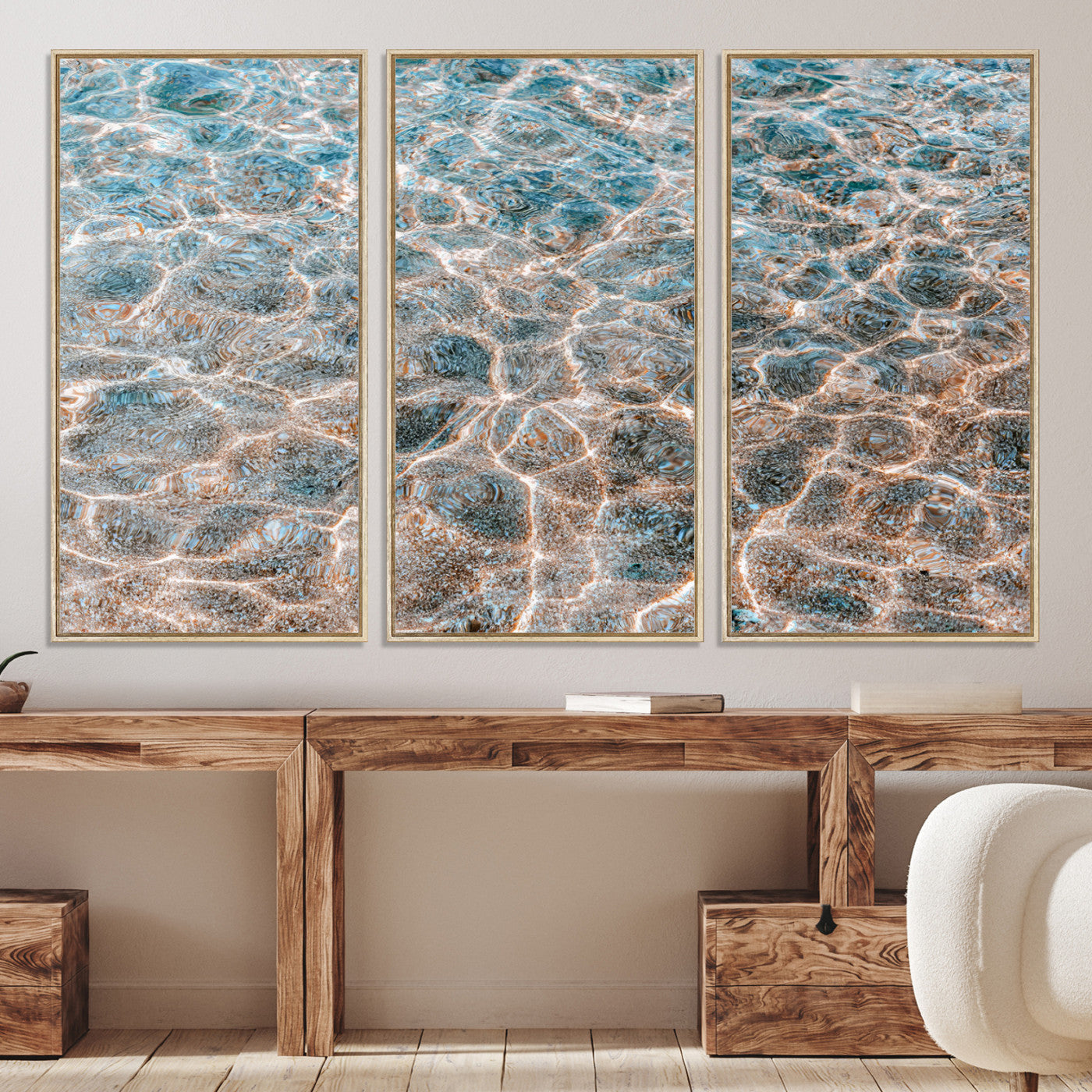26580287-MGV-CV-36X24-Clear Water Wall Art Canvas Print, Framed Sunlit Ripples Art Picture Print, Ocean Texture Perfect Modern Coastal Decor