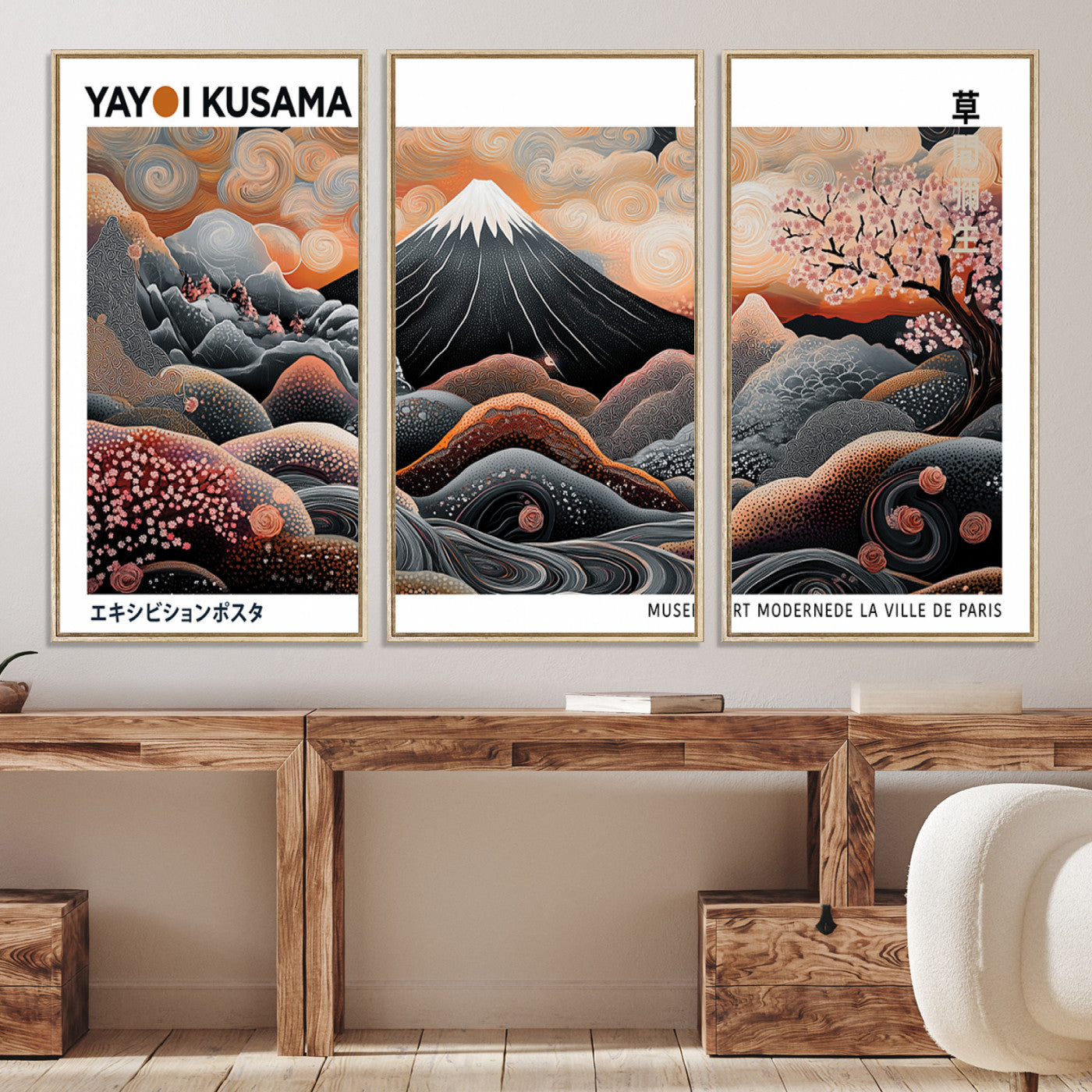 63125329-MGV-CV-36X24-Yayoi Kusama Wall Art Canvas Print, Framed Contemporary Dot Art Picture Print, Japanese Style Perfect Japanese Decor