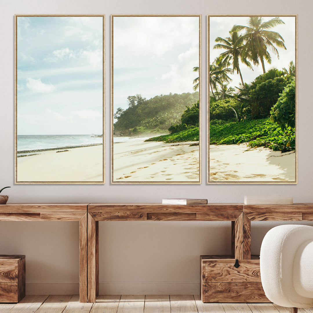 Relaxing Beach Wall Art Canvas Print, Framed Ocean View Art Picture Print, Coastal Serenity Perfect Tropical Coastal Decor Artwork