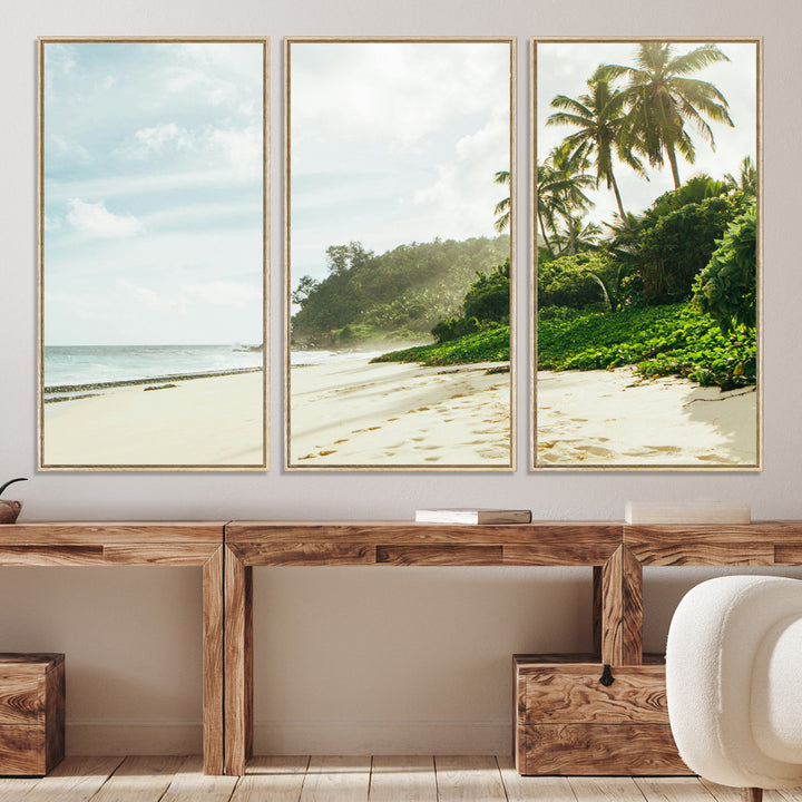 Relaxing Beach Wall Art Canvas Print, Framed Ocean View Art Picture Print, Coastal Serenity Perfect Tropical Coastal Decor Artwork
