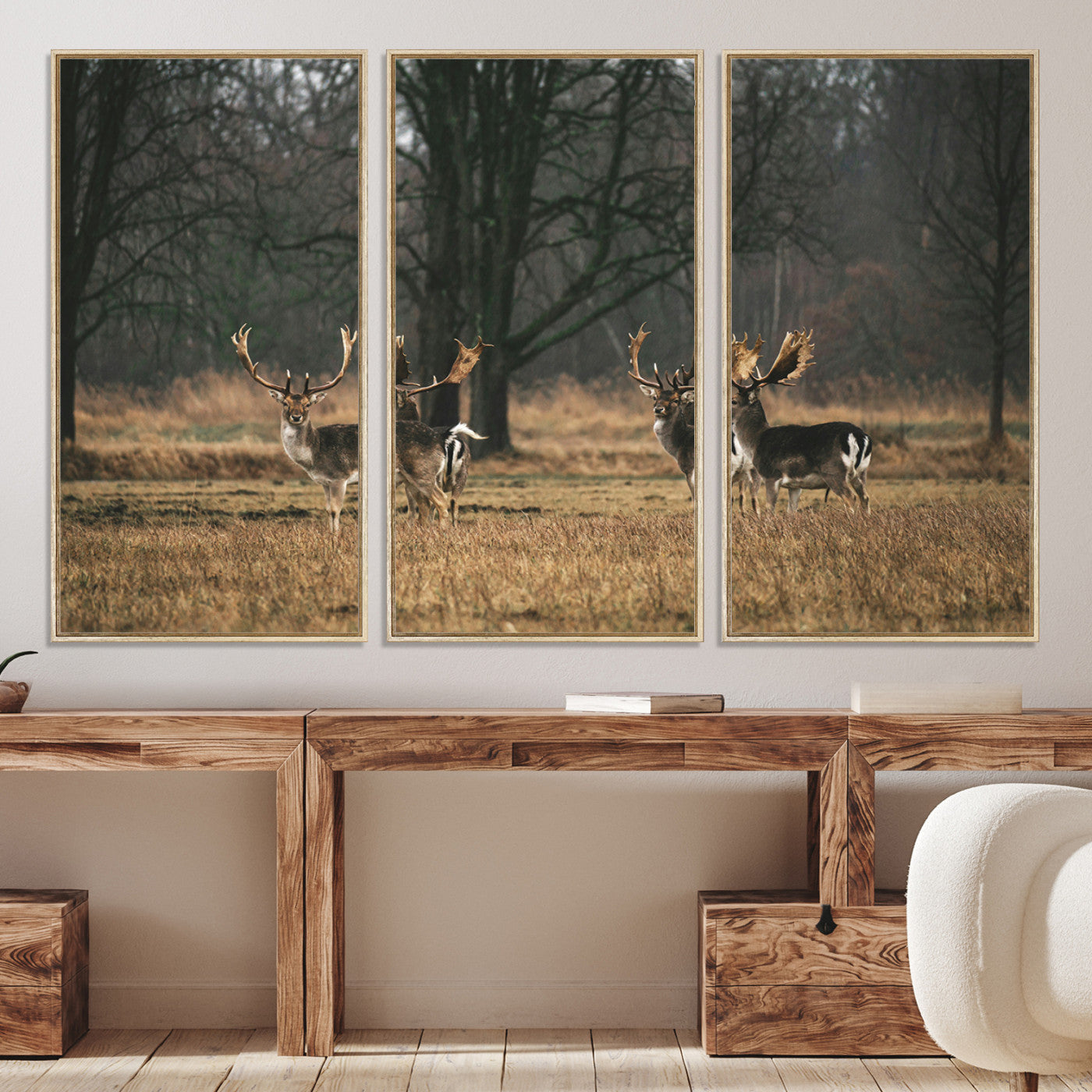 55348744-MGV-CV-36X24-Deer Photography Wall Art Canvas Print, Framed Rustic Wildlife Art Picture, Rustic Deer Wall Art Print