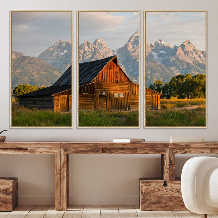 Rustic Barn Wall Art Canvas Print, Framed Western Landscape Art Picture Print, Farmhouse Style Perfect Rustic Farmhouse Decor Artwork