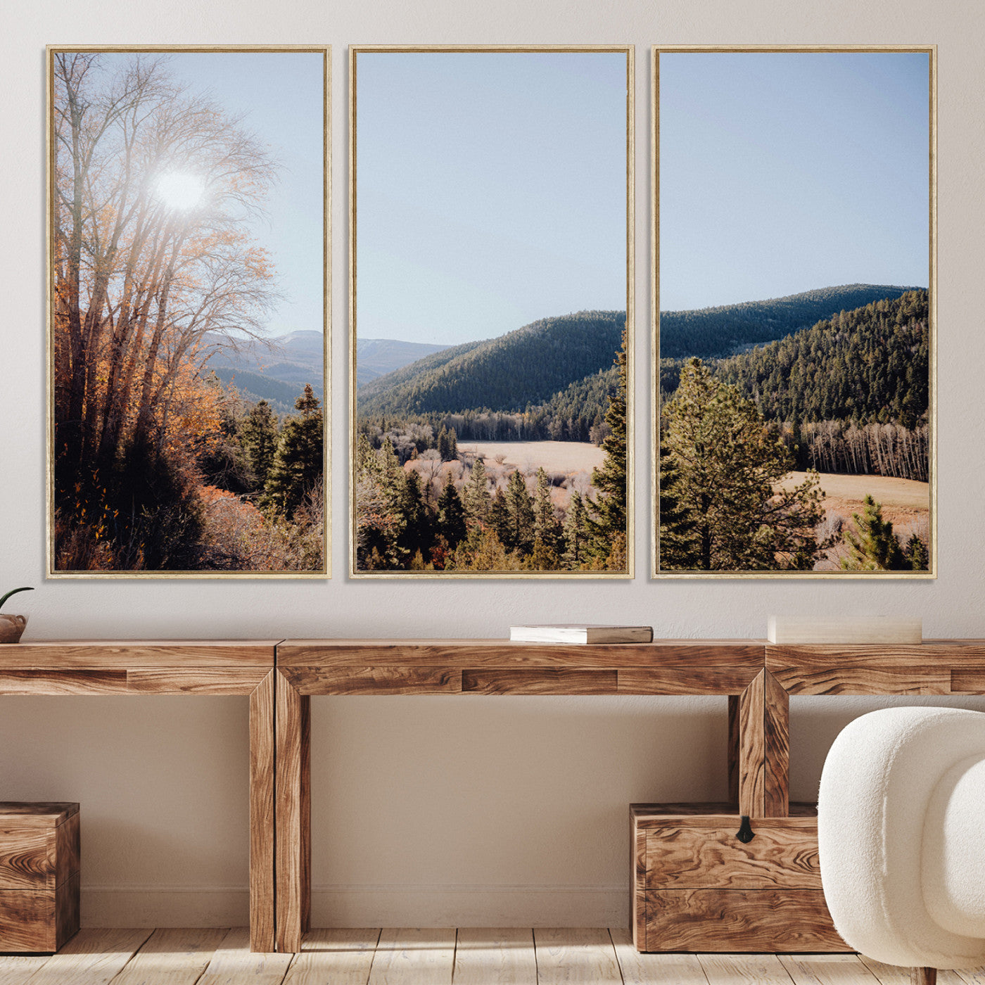 52941305-MGV-CV-36X24-Rustic Landscape Wall Art Canvas Print, Framed Serene Valley Art Picture Print, Pine Tree Horizon Perfect Rustic Cabin Decor Artwork