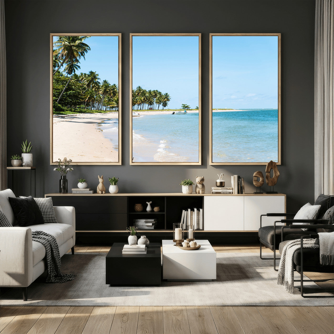 37858872-MGV-CV-36X24 - Palm Tree Paradise Coastal Wall Art – Beach Scene and Ocean Breeze Canvas Print Tranquil Tropical Shore Decor for Living Room, Bedroom or Office