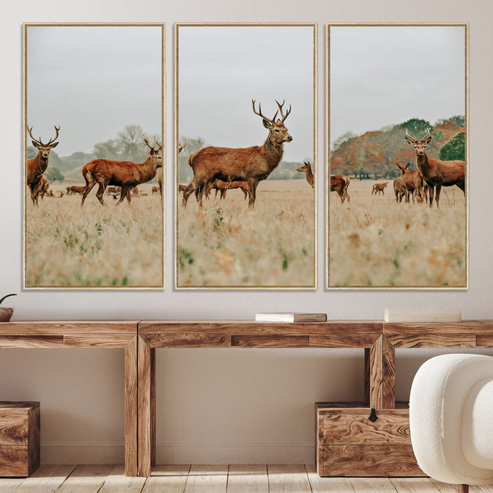 Rustic Deer Print Wall Art Canvas Print