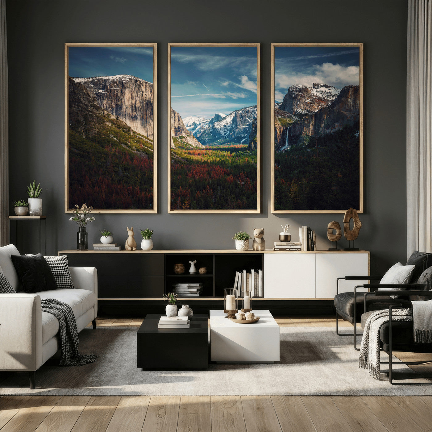 15244033-MGV-CV-36X24 - Yosemite National Park Wall Art – Framed Mountain Landscape El Capitan Canvas Print Scenic Decor for Home, Office Decor