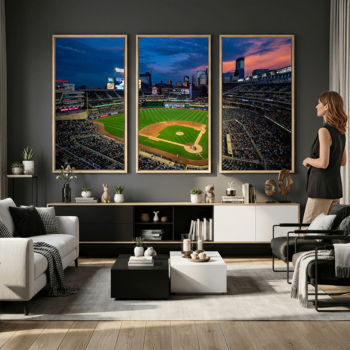 68222753-MGV-CV-36X24 - Target Field Wall Art Canvas Print, Baseball Stadium Scene