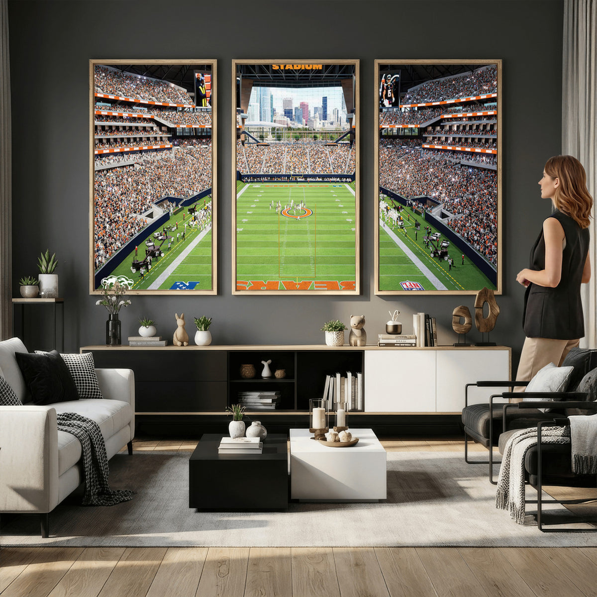 76935553-PAN-FL-20X10 - Chicago Bears Soldiers Field Wall Art Canvas Print, Home Office Wall Decor