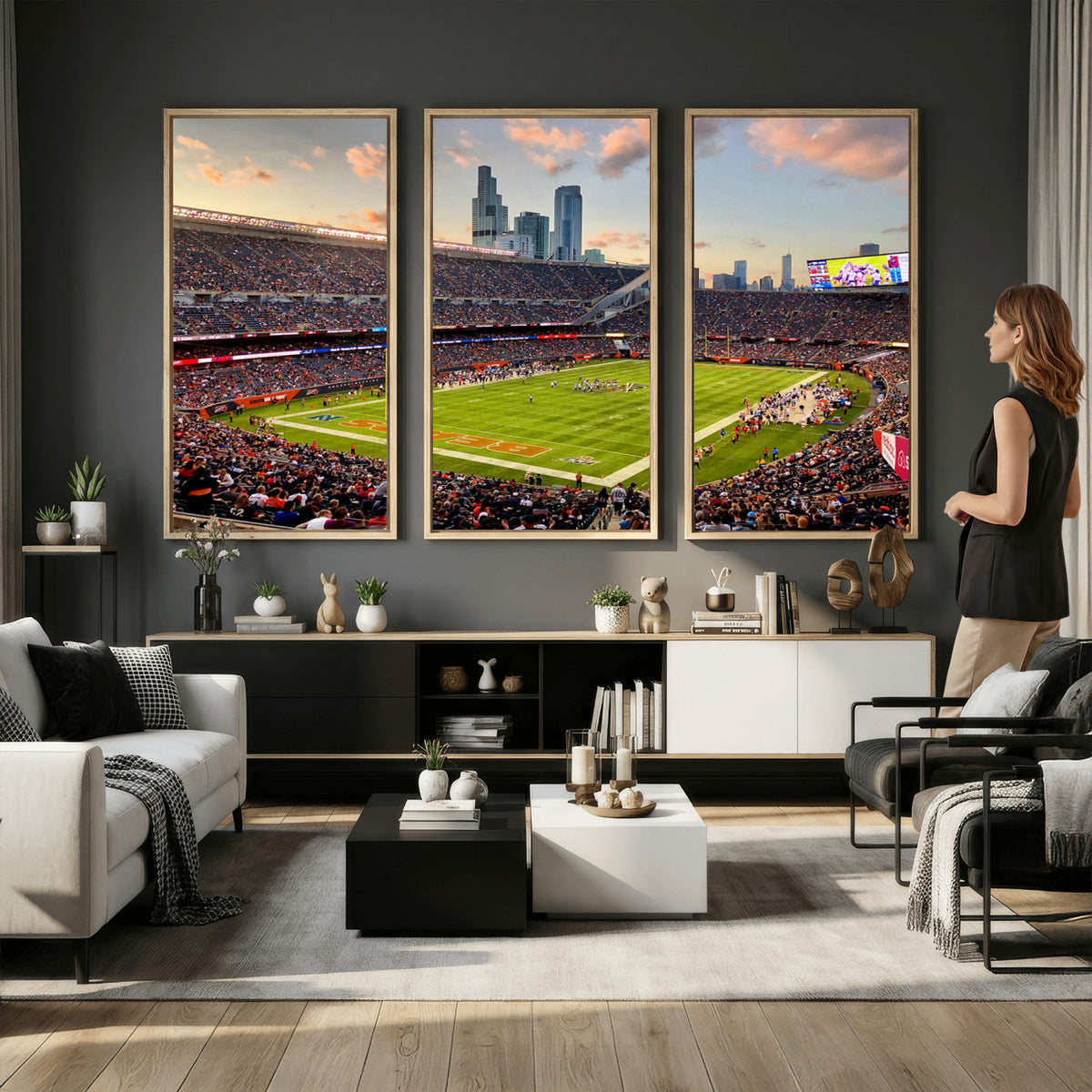 55377093-PAN-FL-20X10 - Chicago Bears Soldiers Field Wall Art Canvas Print, Man Cave Wall Decor