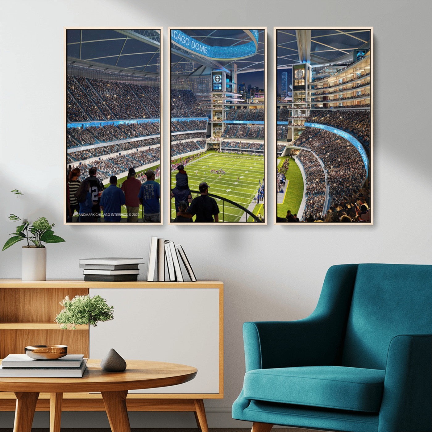 MGV-FC-48X32-3P - Chicago Bears Soldiers Field Wall Art Canvas Print – Framed Football Stadium Artwork for Sports