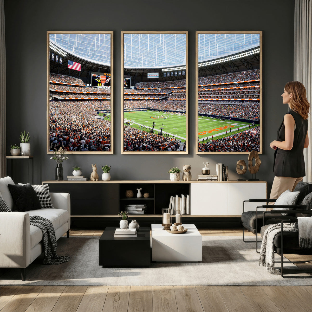 32530647-PAN-FL-20X10 - Chicago Bears Soldiers Field Wall Art Canvas Print, Framed and Ready to Hang