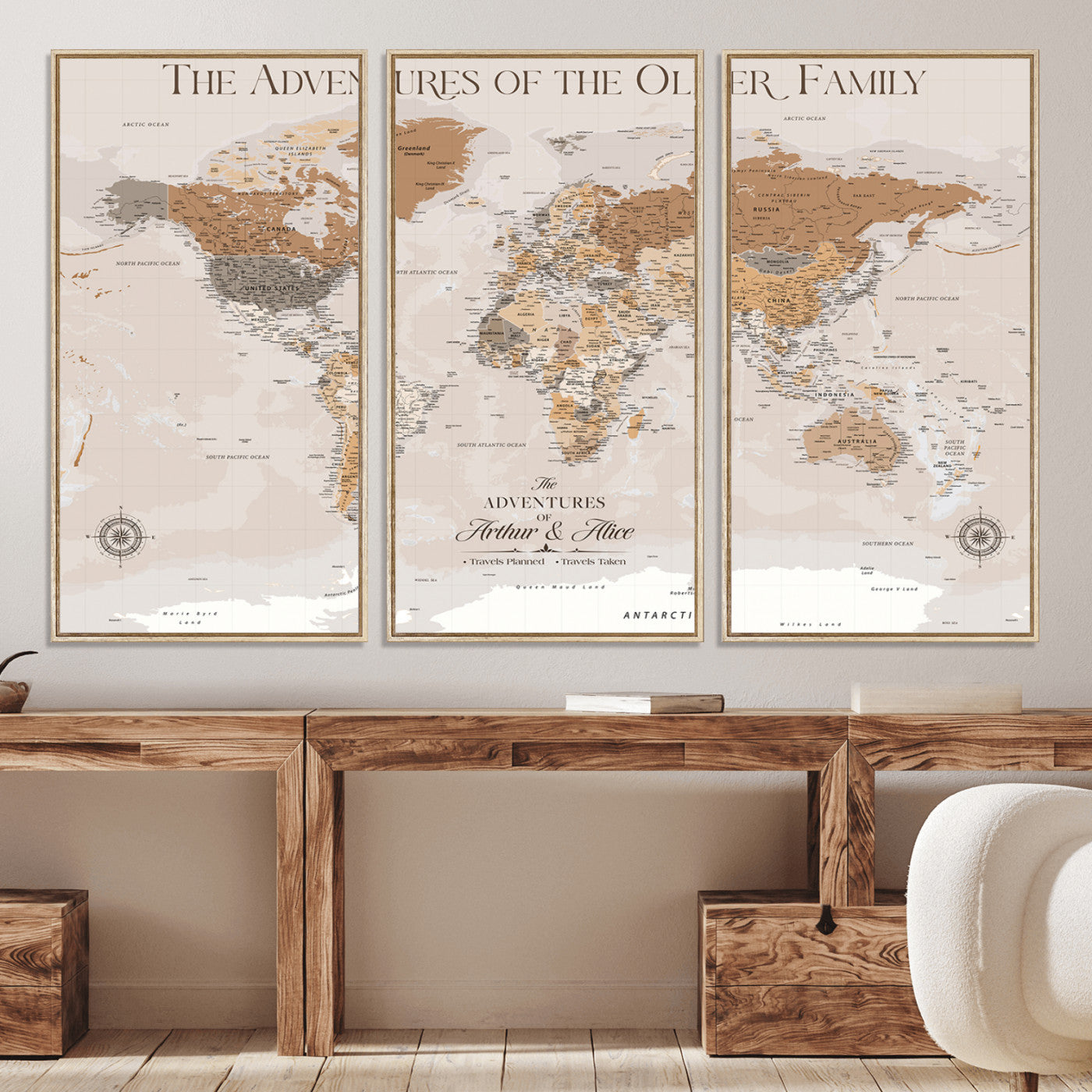 43101120-MGV-CV-36X24-World Travel Map with Pins – Push Pin Maps of Where I've Been, Framed Wall Map for Travel Memories, Old Style Decorative World Map - H10