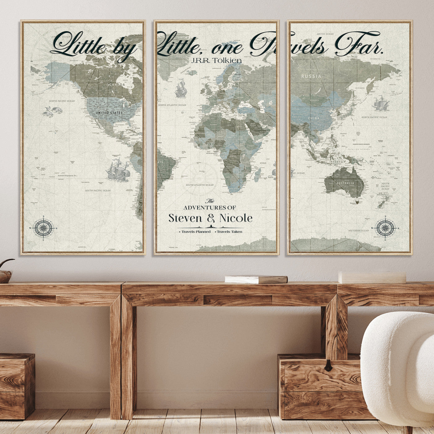 72081300-MGV-CV-36X24-Custom Push Pin World Map Wall Canvas Print – Personalized Travel Tracker with Pins – Framed Large Multi-Size Canvas for Home Office Decor