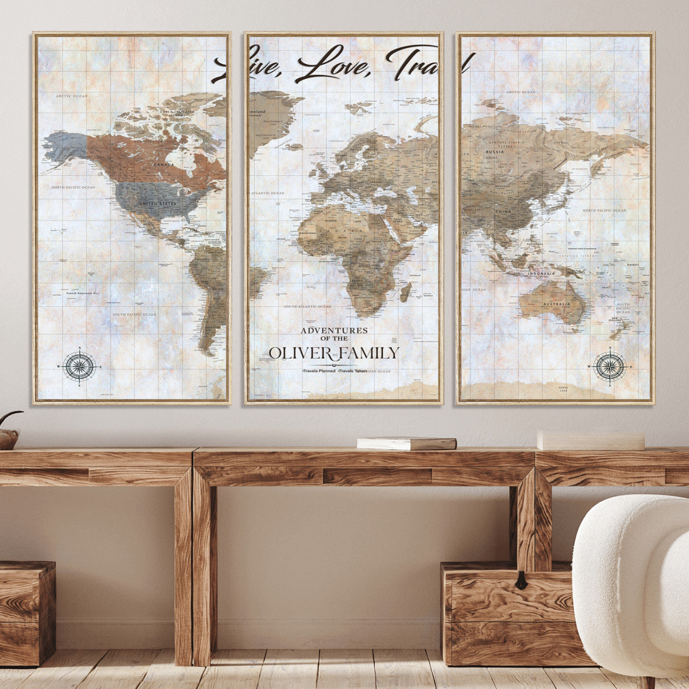 76256172-MGV-CV-36X24-Custom Push Pin World Map Wall Canvas Print – Personalized Travel Tracker with Pins – Framed Large Multi-Size Canvas for Home Office Decor