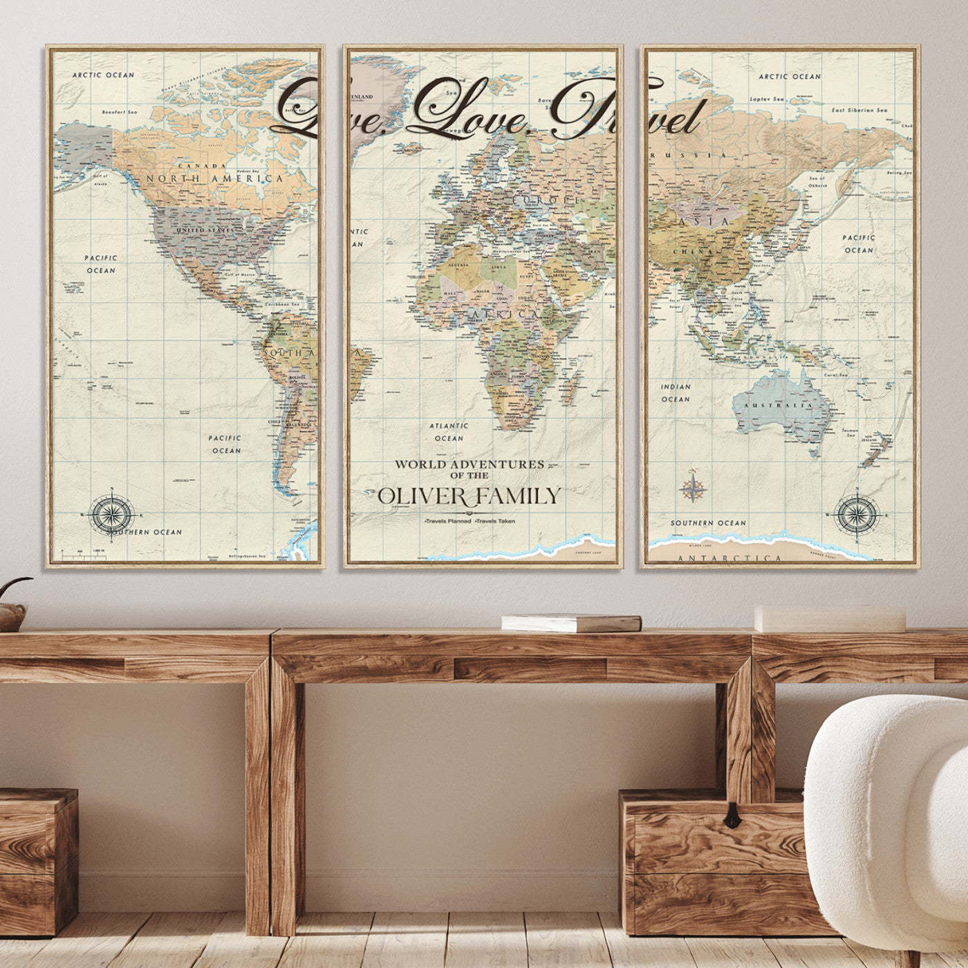 49563244-MGV-CV-36X24-Custom Push Pin World Map Wall Canvas Print – Personalized Travel Tracker with Pins – Framed Large Multi-Size Canvas for Home Office Decor