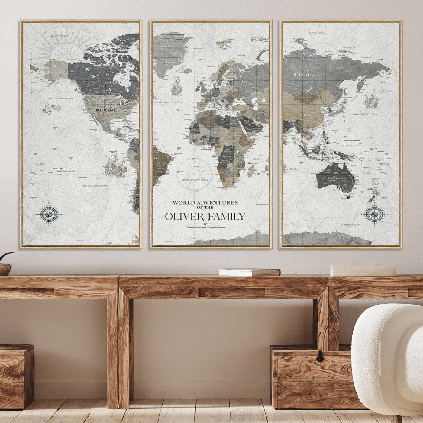 24596128-MGV-CV-36X24-Custom Push Pin World Map Wall Canvas Print – Personalized Travel Tracker with Pins – Framed Large Multi-Size Canvas for Home Office Decor